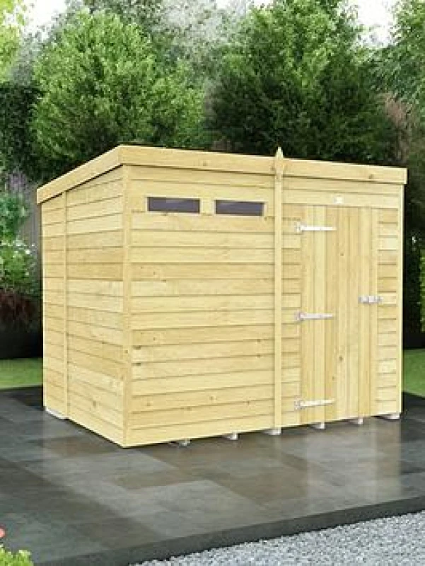Image of Flat Pack Sheds DIY Sheds 8 x 6 Security Pent Shed, Brown 8X6PFFSEC
