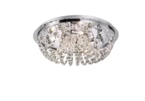 Image of Cosmos Flush Ceiling 5 Light Polished Chrome, Crystal
