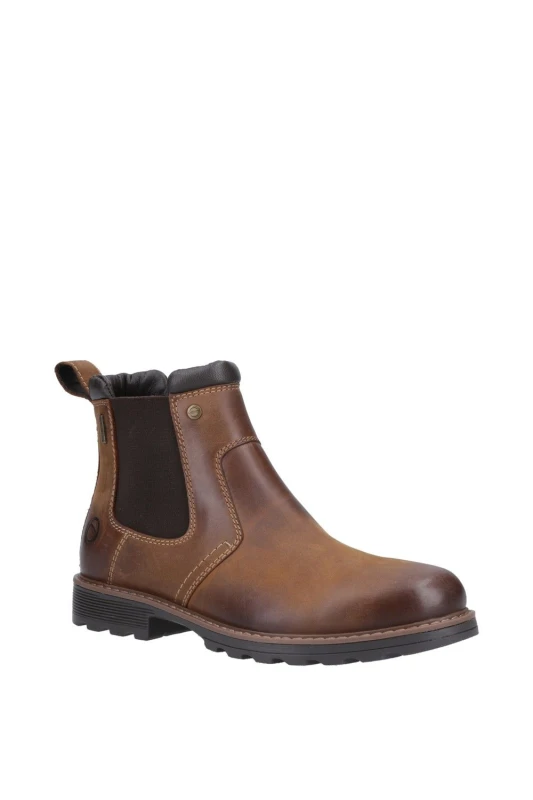 Image of Cotswold Mens Leafield Pull On Waterproof Chelsea Ankle Boots - UK 9 Brown male GDE2807TAN9