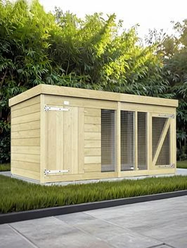 Image of DIY Sheds 8 x 4 Dog Kennel And Run, Brown 8X4DKSH