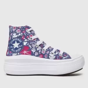 Image of Converse Multi Hi Floral Print Platform Girls Junior Trainers