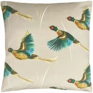 Image of Evans Lichfield Country Flying Pheasants Print Cushion Cover, Mink, 43 x 43 Cm