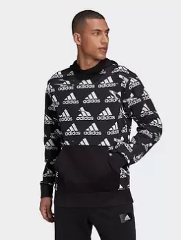 Image of adidas Essentials Brandlove French Terry Hoodie, Black Size M Men