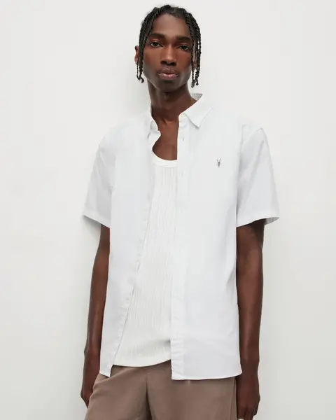 Image of AllSaints Hawthorne Ramskull Short Sleeve Shirt