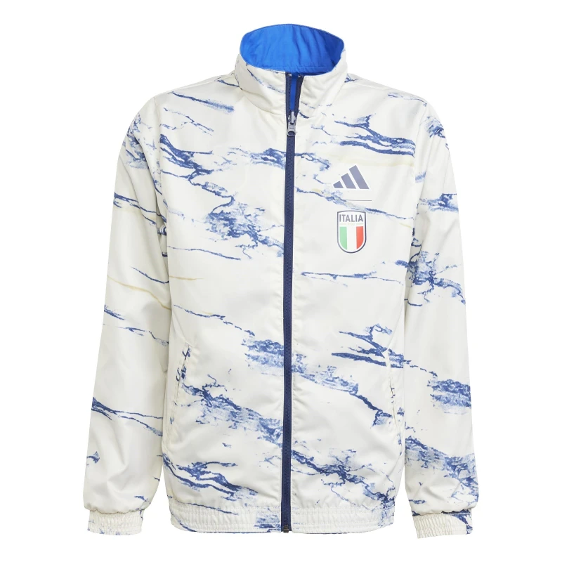 Image of adidas Italy Away Anthem Jacket 2023 Juniors - Blue Blue 7 - 8 Years