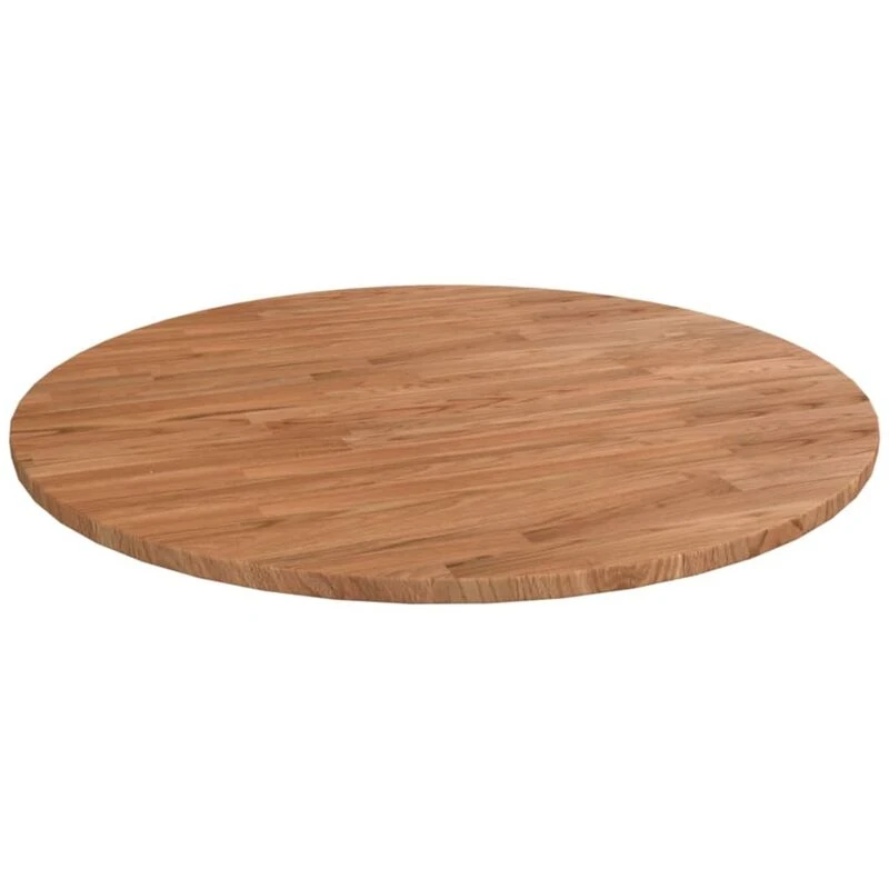 Image of Vidaxl Round Table Top Light Brown Ã?90X1.5cm Treated Solid Wood Oak, Brown 342964