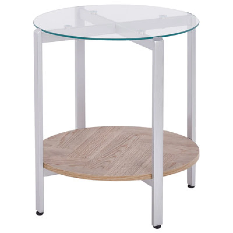 Image of Beliani Side Table Lovell Tempered Glass Silver