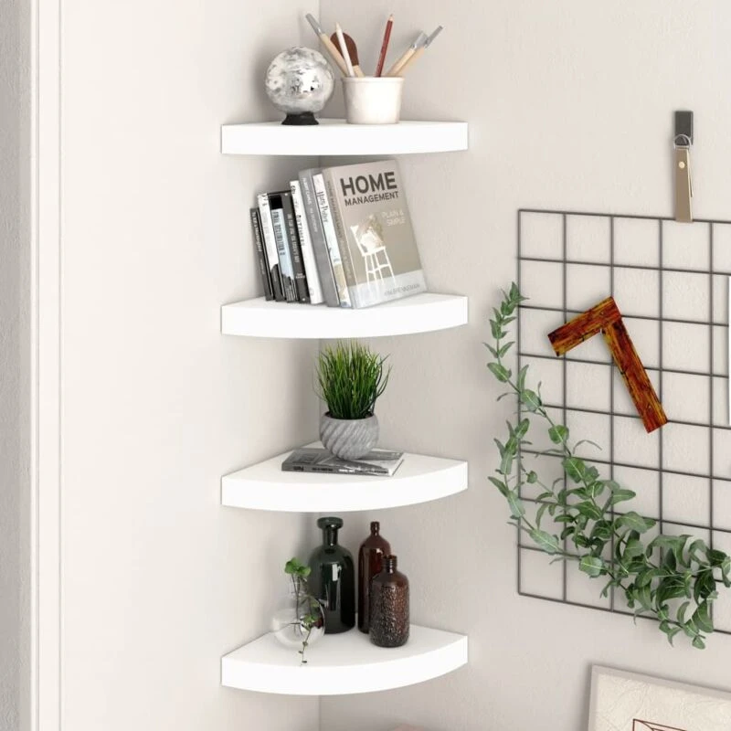 Image of VIDAXL Vidaxl - Floating Corner Shelves 4 pcs White 25x25x3.8cm mdf 8720286075289