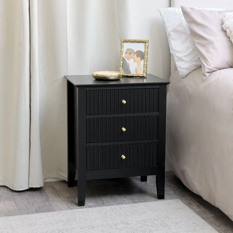 Image of Melody Maison 3 Drawer Bedside Table - Hales Black Range Black