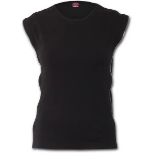 Image of Gothic Rock Zip Side Ribbed Gothic Womens Medium Sleeveless Top - Black