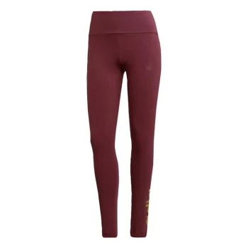 Image of adidas LOUNGEWEAR Essentials High-Waisted Logo Leggings W - Victory Crimson / Gold Metalli