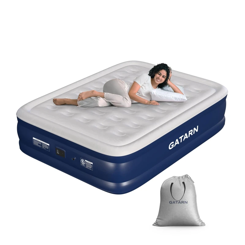 Image of GATARN Air Bed With Built-in Electric Pump King Size in Blue Blue Unisex King