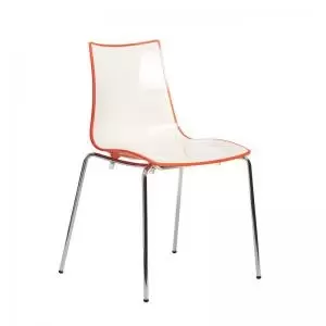 Image of Gecko shell dining stacking chair with chrome legs - orange
