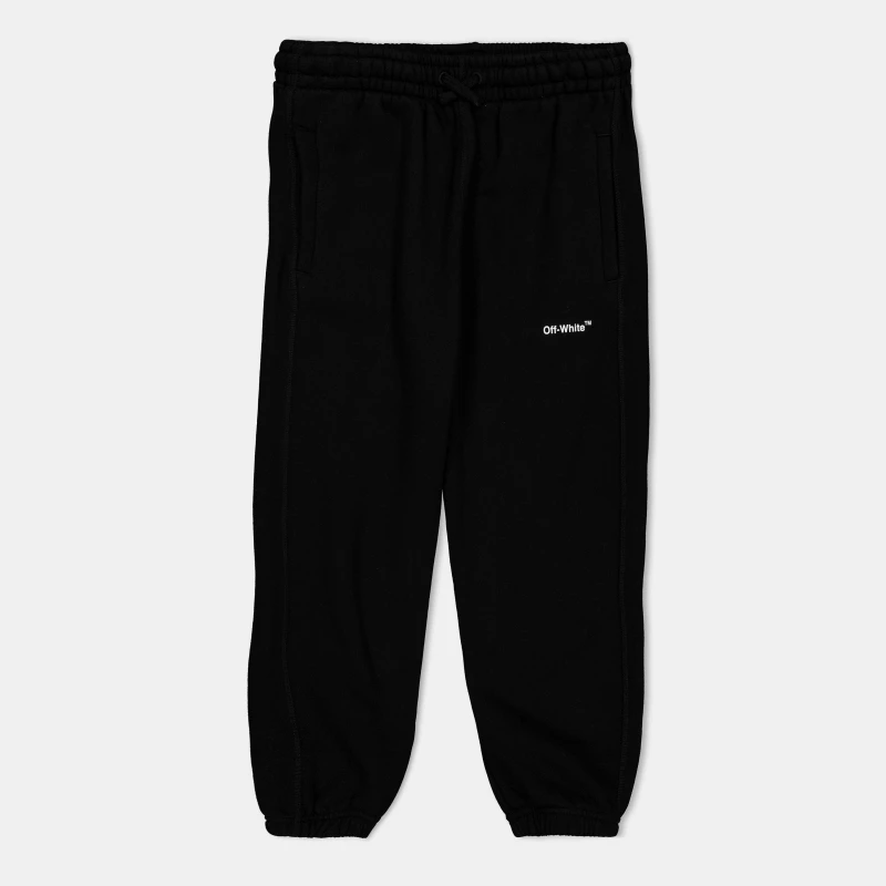 Image of Off White Kids Closed Cuff Fleece Tapered Fit Joggers Black/White male 8Y