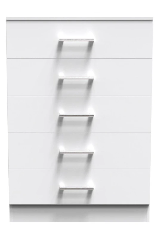 Image of Cornwall 5 Drawer Chest Of Drawers In White Matt (Ready Assembled)
