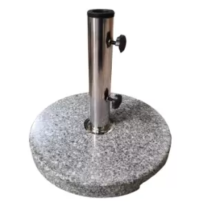 Image of 15kg Round Granite Garden Parasol / Umbrella Base Weight Stainless Steel Pole