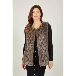 Image of Yumi Grey Snake Print Faux Fur Gilet - Grey