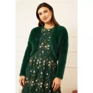 Image of Yumi Green Eyelash Knit Bolero - Green