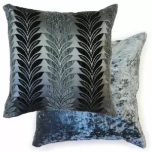 Image of Emma Barclay Willow Leaf Geometric Cut Chenille Cushion Cover, Charcoal, 43 x 43 Cm