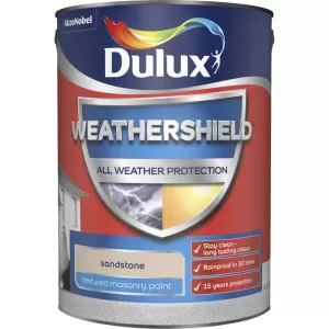 Image of Dulux Weathershield All Weather Protection Sandstone Textured Masonry Paint 5L