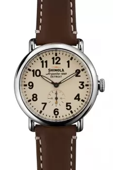 Image of Mens Shinola Runwell 47mm Natural Leather Strap Watch S0110000010