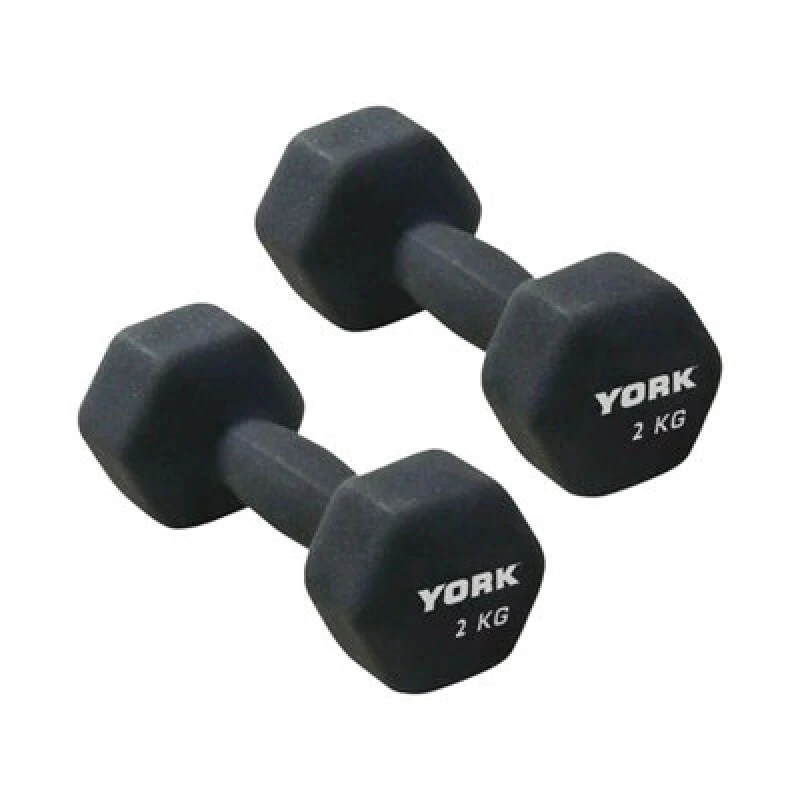 Image of York Neoprene Hex Dumbbells - Durable 2Kg Pair With Ergonomic Design