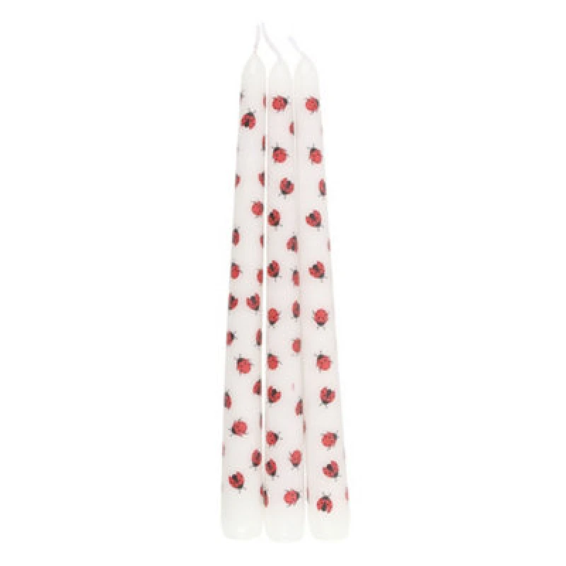 Image of Something Different Something Different Love Bug Ladybird Taper Candle (Pack of 3) in White White One Size Unisex 5063574821247