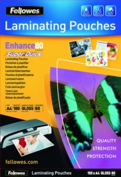 Image of Fellowes Super Quick A4 Laminating Pouches 160 Micron (Pack of 100)