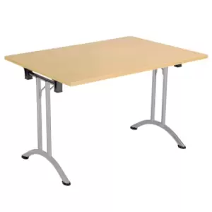 Image of One Union Folding Table 1200 X 700 Silver Frame Nova Oak Rectangular Top