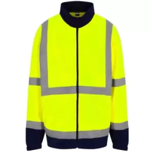 Image of PRO RTX High Visibility Mens Full-Zip Fleece (4XL) (Yellow/Navy) - Yellow/Navy