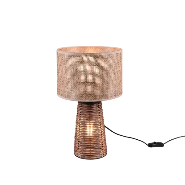 Image of Straw Modern Table Lamp with Round Shade Brown