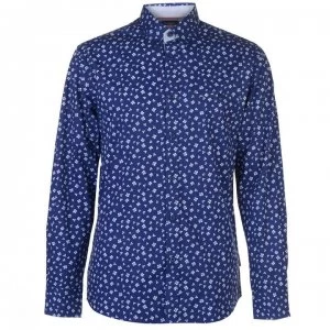 Image of Pierre Cardin Long Sleeve Printed Shirt Mens - Navy/Wht Floral