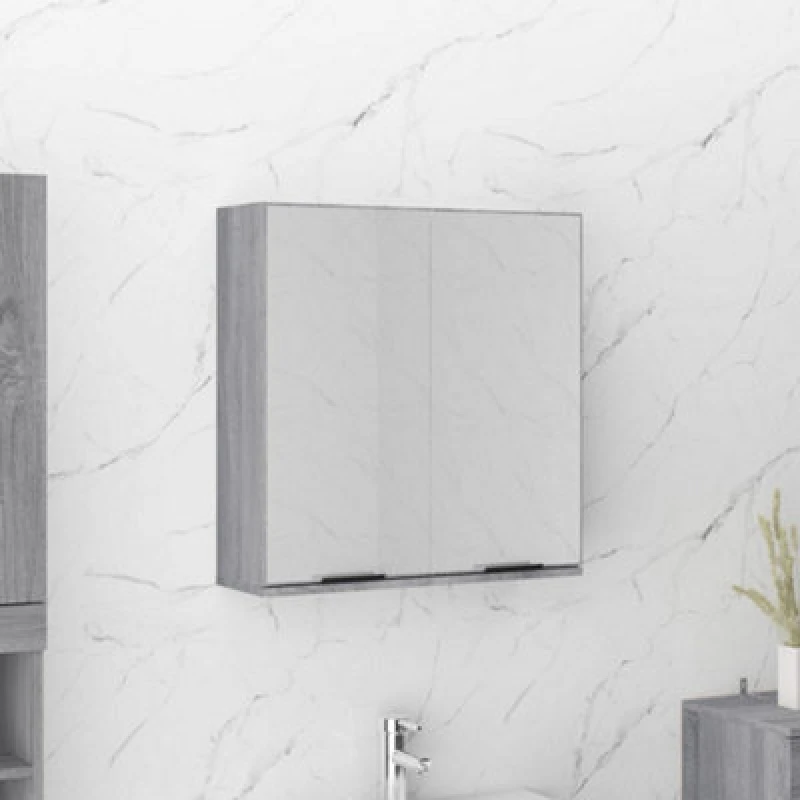 Image of Vidaxl Bathroom Mirror Cabinet Grey Sonoma 64X20X67 Cm, Grey 817067