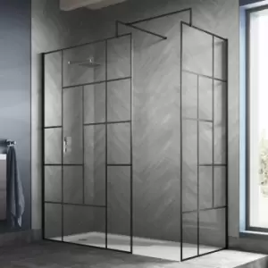 Image of Abstract Frame Wetroom Screen with Support Bar 1200mm Wide - 8mm Glass - Hudson Reed