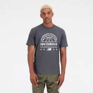 Image of New Balance Nb Hoops Invitational T-Shirt, Grey, Male, T-Shirts, MT31586-ACK