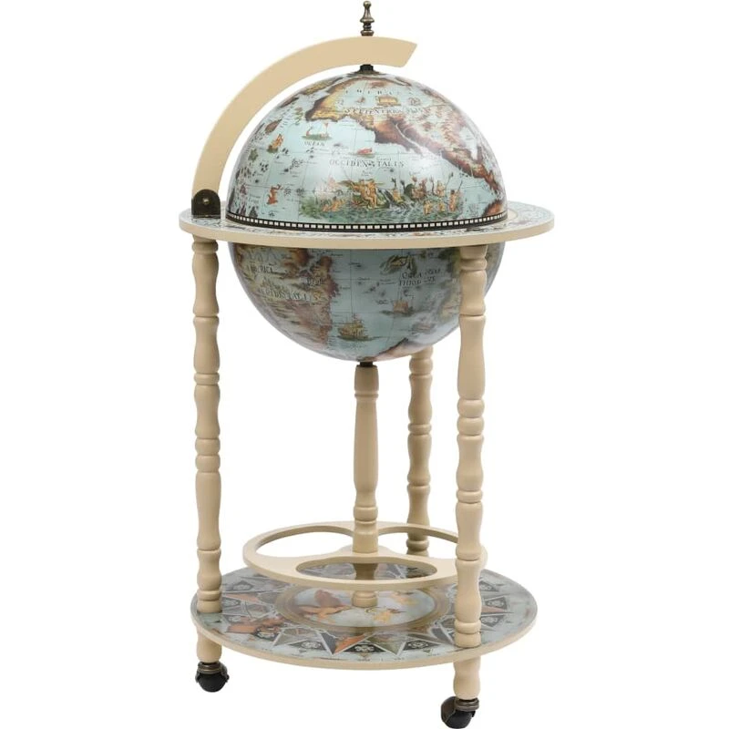 Image of VIDAXL Globe Bar Wine Stand Eucalyptus Wood Blue Vidaxl 8720286014301