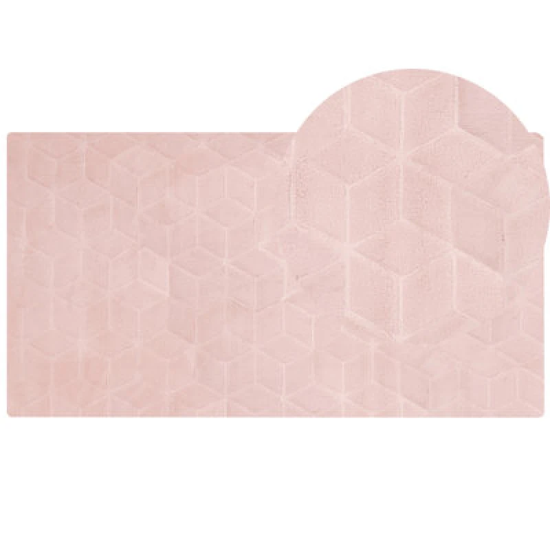 Image of Beliani Faux Fur Rug Thatta Pink 80 X 150 Cm