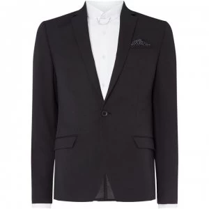 Image of Label Lab Jones Skinny Fit Notch Lapel Twill Suit Jacket - Black