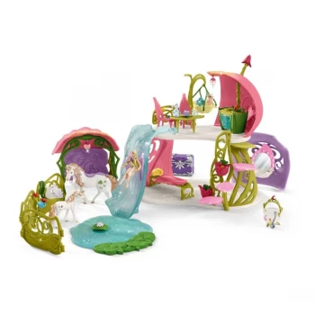 Image of Schleich Bayala - Glittering Flower House With Unicorns, Lake And Stable