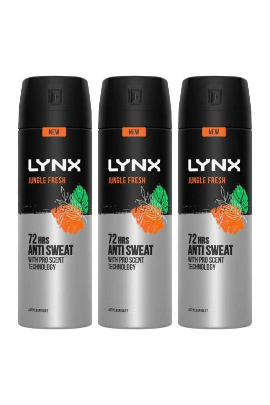 Image of Lynx Jungle Fresh 'Antiperspirant' Spray Deo 200ml 3 Pack Orange male