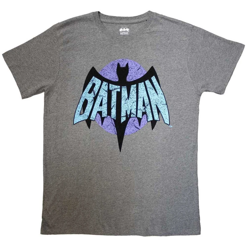 Image of DC Comics Batman Retro Logo T Shirt Grey unisex
