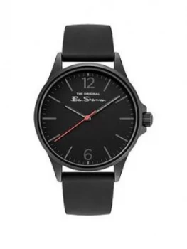 Image of Ben Sherman Black Dial Red Accents Black Strap Watch, Black, Men