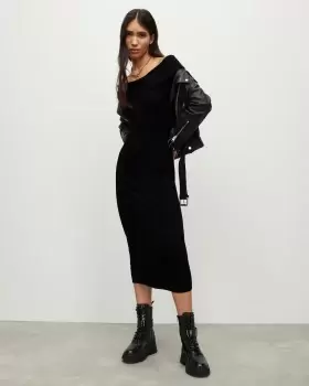 Image of AllSaints Livia Off-Shoulder Midi Dress