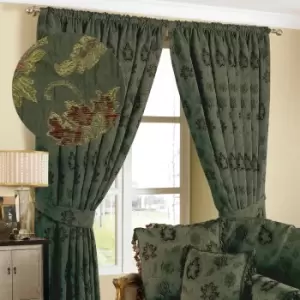 Image of Riva Home Zurich Pencil Pleat Curtains (66x72 (168x183cm)) (Green)