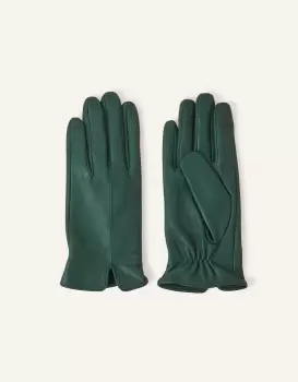 Image of Accessorize Touch Screen Leather Gloves Green