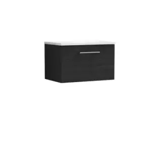Image of Nuie Arno 600mm Wall Hung 1 Drawer Vanity & Sparkling White Laminate Top Charcoal Black