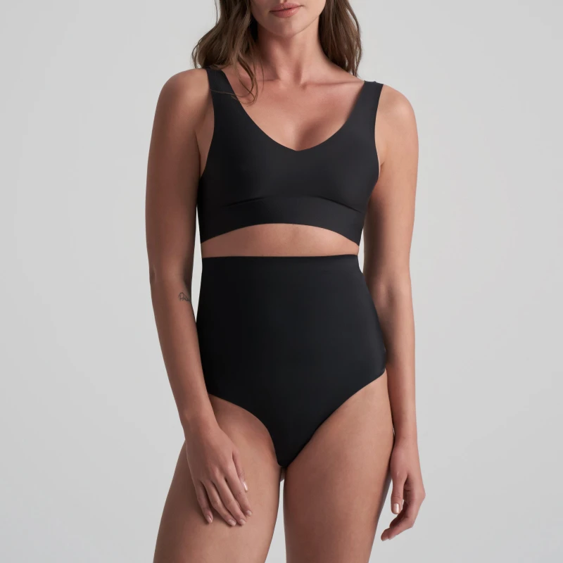 Image of Bye Bra Invisible High Waist Thong with Light Control Black female M(10)