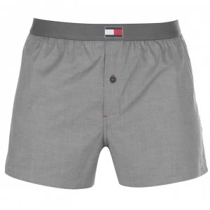 Image of Tommy Bodywear Flag Woven Boxer Shorts - Dk Grey Htr