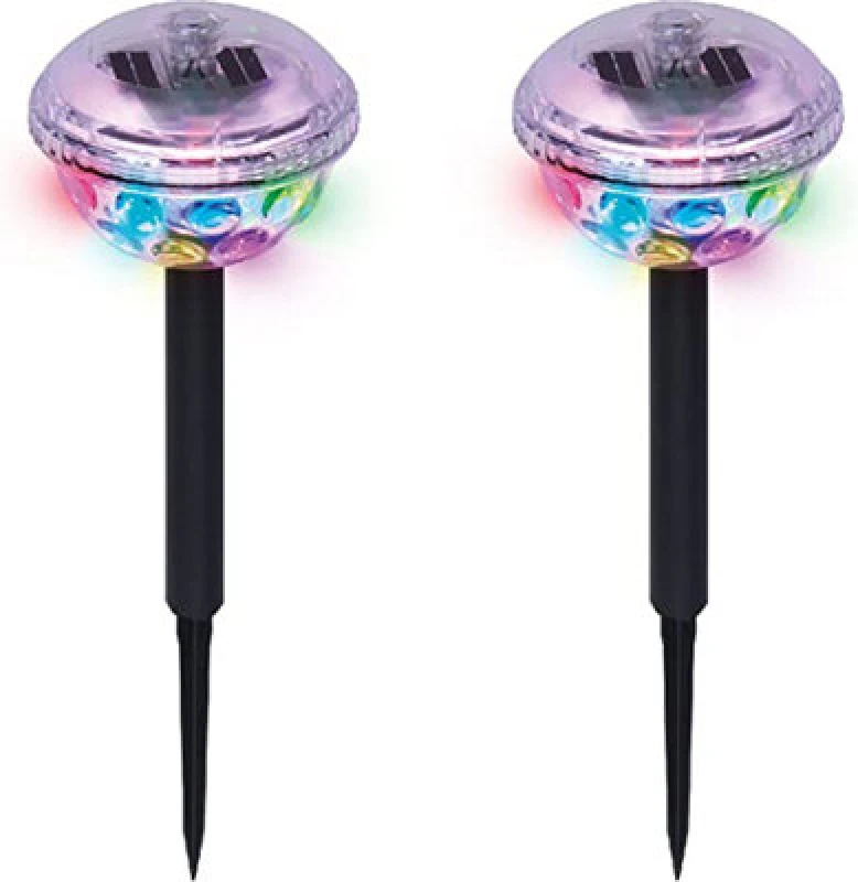Image of Streetwize Pair of Solar Disco Stake LED Lights - Multi Multi One Size