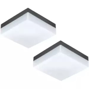 Image of 2 PACK IP44 Outdoor Wall Light Anthracite Plastic 8.2W LED Porch Lamp